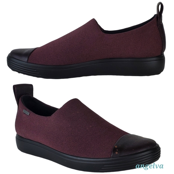 New Ecco the soft 7 gore tex waterproofslip on sneakers burgundy extra width - Picture 2 of 14
